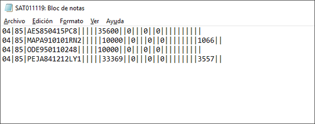 Formato .txt de la DIOT para el SAT
