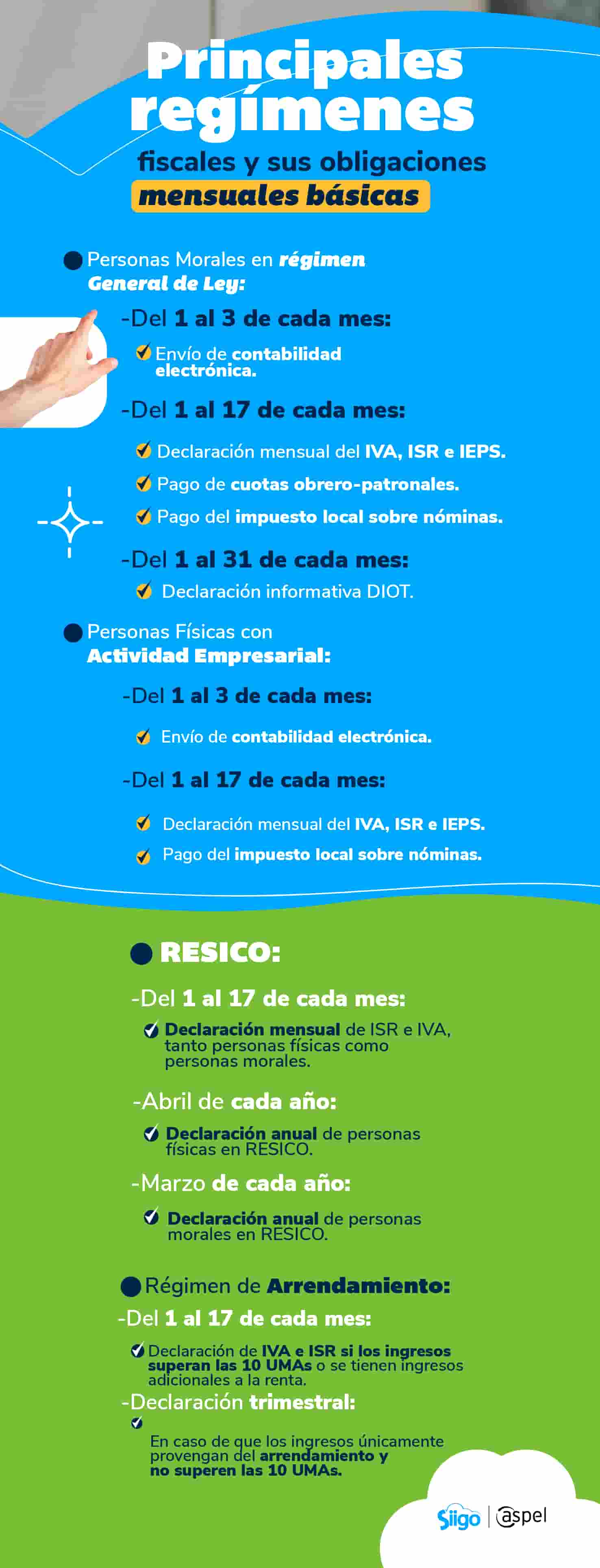 obligaciones mensuales básicas de los regímenes fiscales en México  