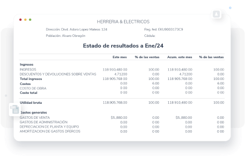 Reporte de estado de resultados